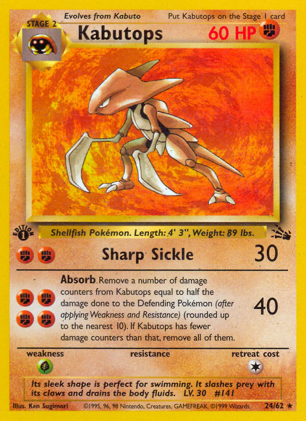 Kabutops Fossil Pokemon Card.