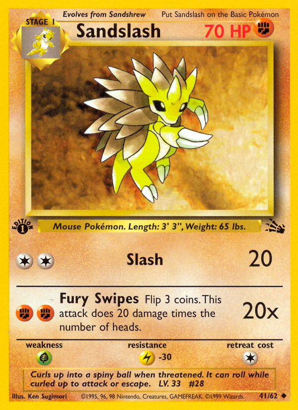 Sandslash Fossil Pokemon Card