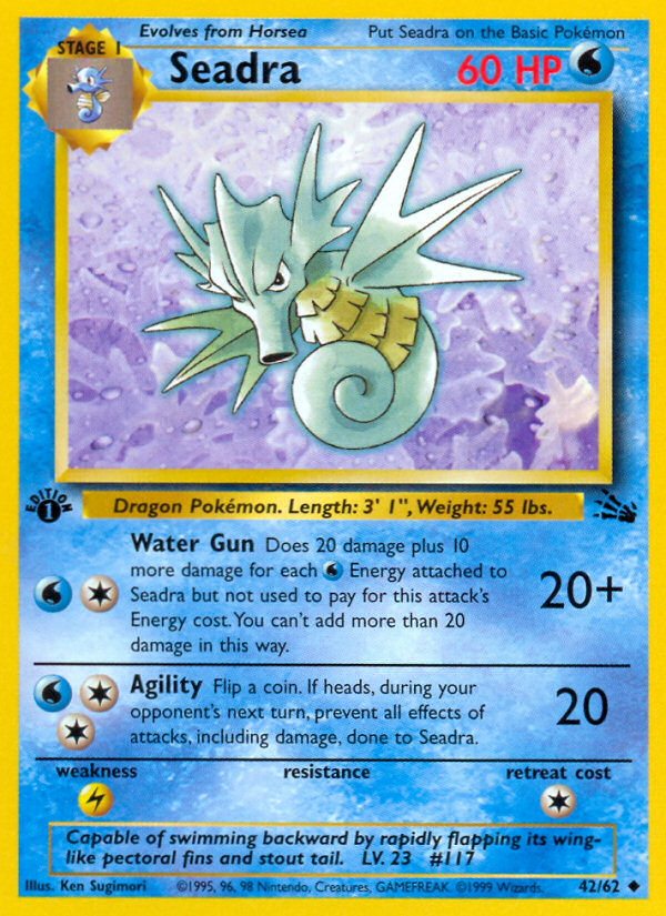 Seadra Fossil Pokemon Card