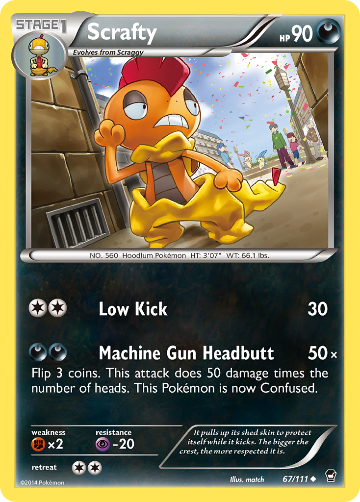 Scrafty Furious Fists Pokemon Card.