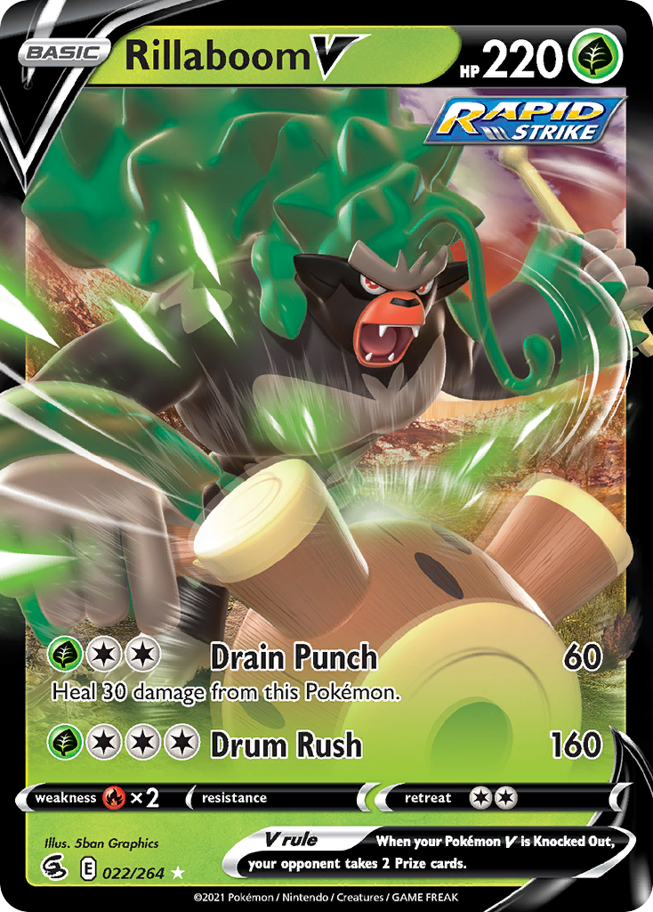 Rillaboom V Fusion Strike Pokemon Card