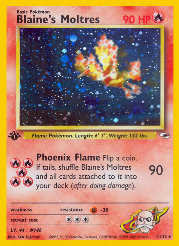 Blaine's Moltres Gym Heroes Pokemon Card