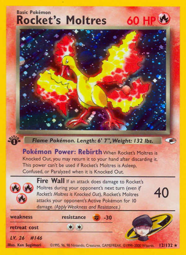 Rocket's Moltres Gym Heroes Pokemon Card