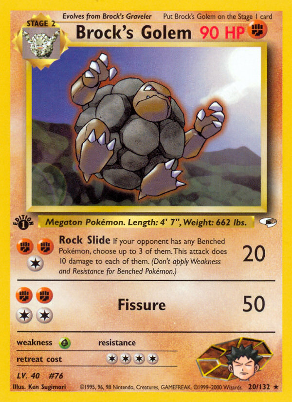 Brock's Golem Gym Heroes Pokemon Card