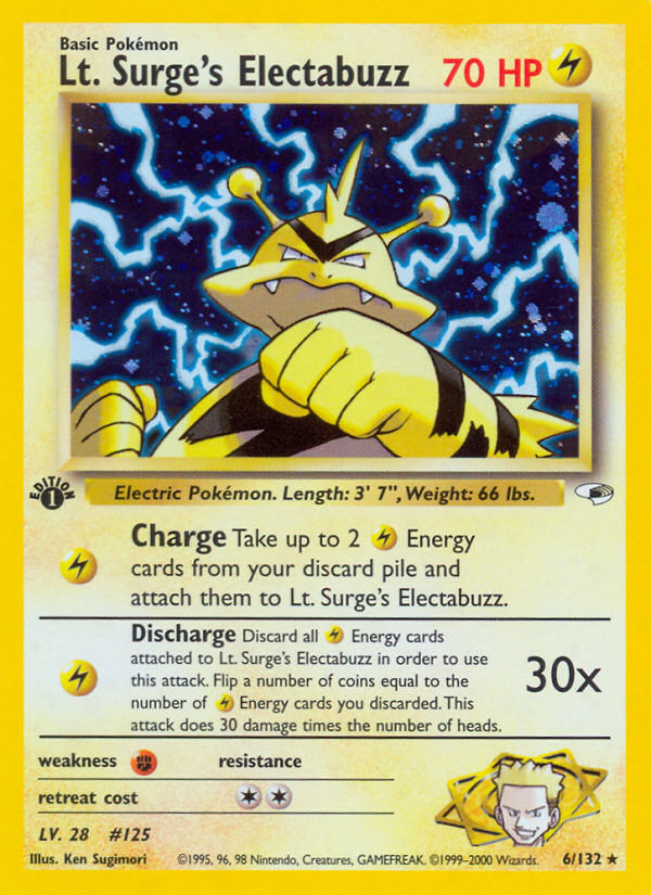 Lt. Surge's Electabuzz Gym Heroes Pokemon Card
