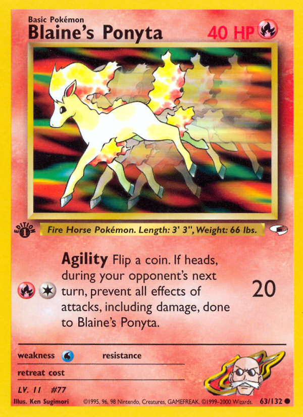Blaine's Ponyta Gym Heroes Pokemon Card