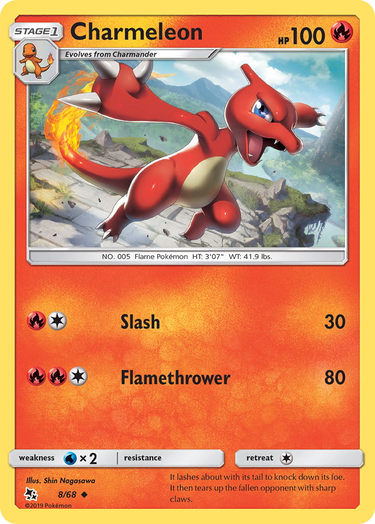 Charmeleon Hidden Fates Pokemon Card.