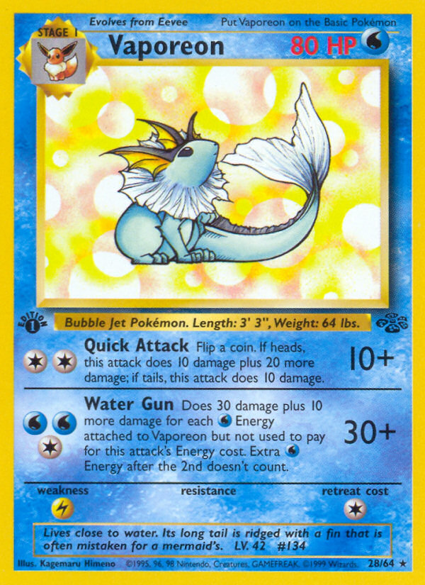 Vaporeon Jungle Pokemon Card