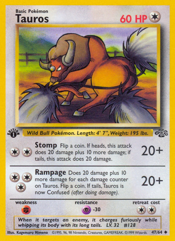 Tauros Jungle Pokemon Card