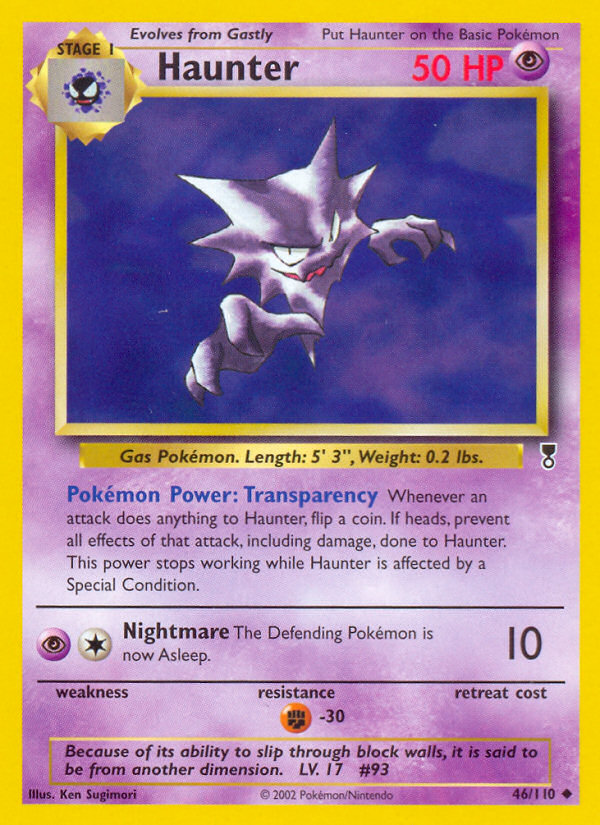 Haunter Legendary Collection Pokemon Card.