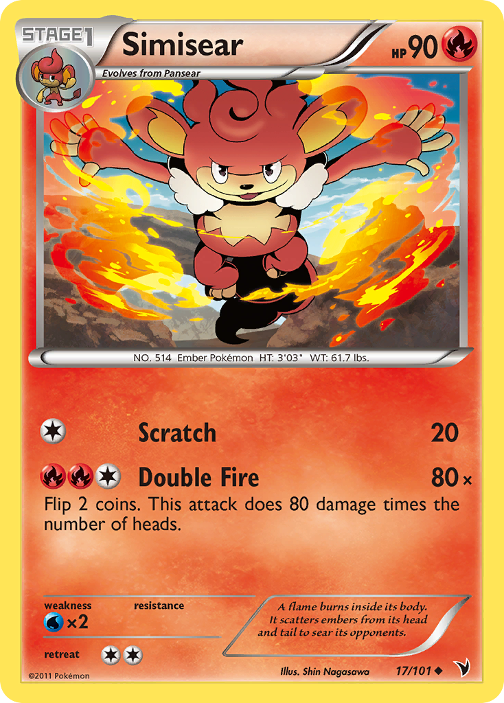 Simisear Noble Victories Pokemon Card.