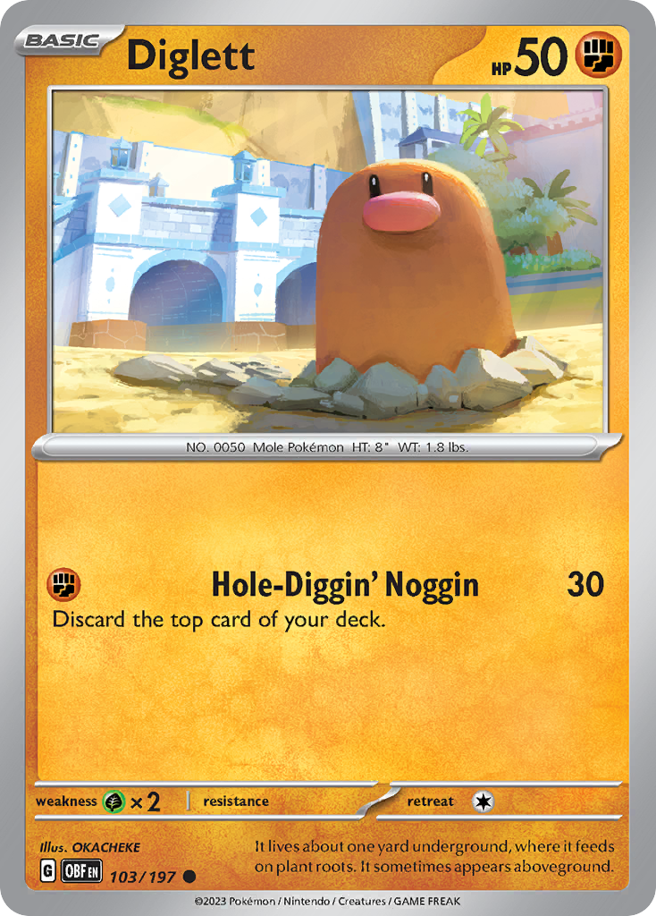 Diglett Obsidian Flames Pokemon Card
