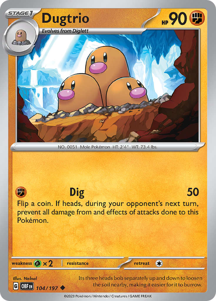 Dugtrio Obsidian Flames Pokemon Card