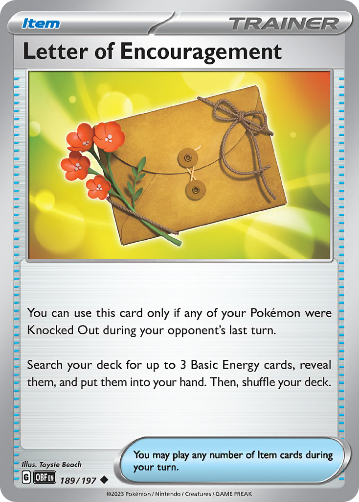 Letter of Encouragement Obsidian Flames Pokemon Card