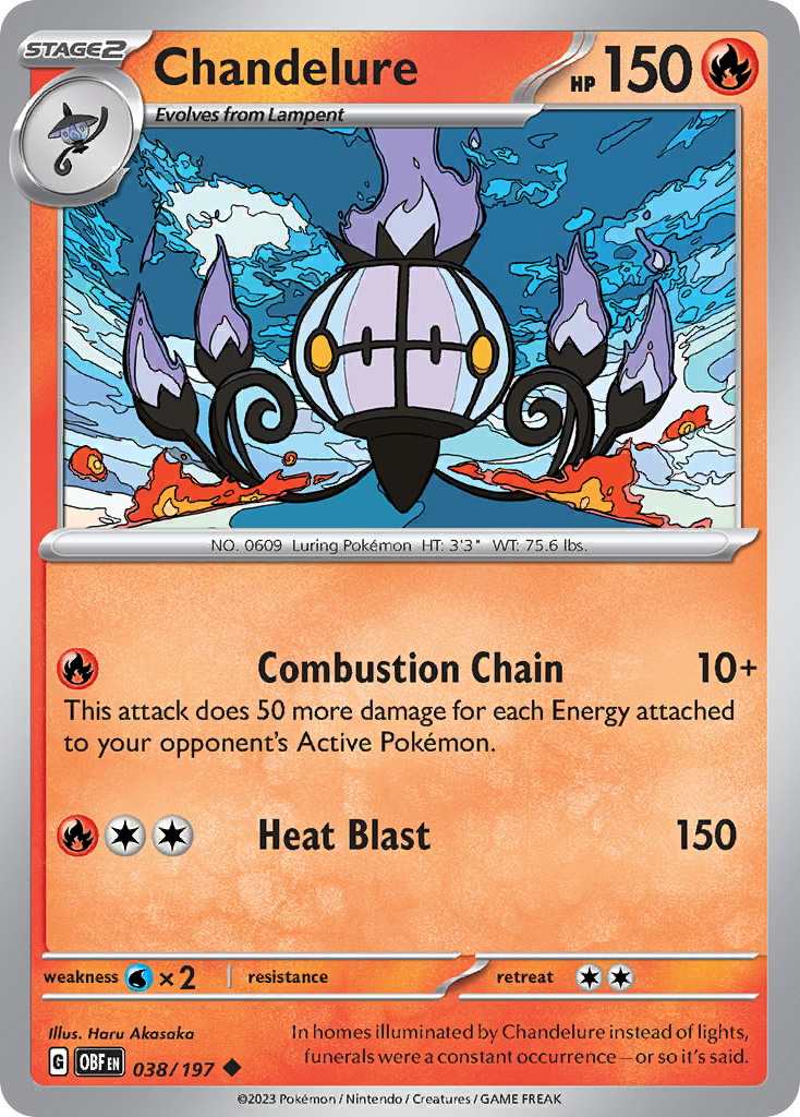 Chandelure Obsidian Flames Pokemon Card