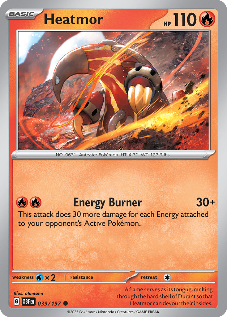 Heatmor Obsidian Flames Pokemon Card