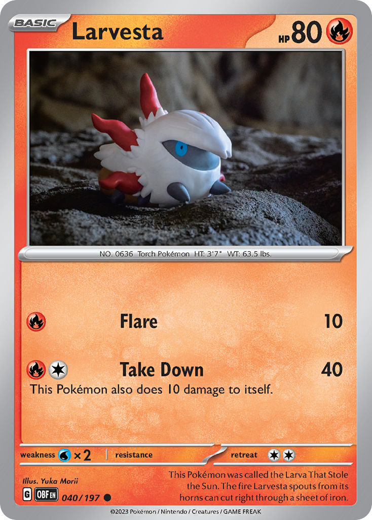 Larvesta Obsidian Flames Pokemon Card