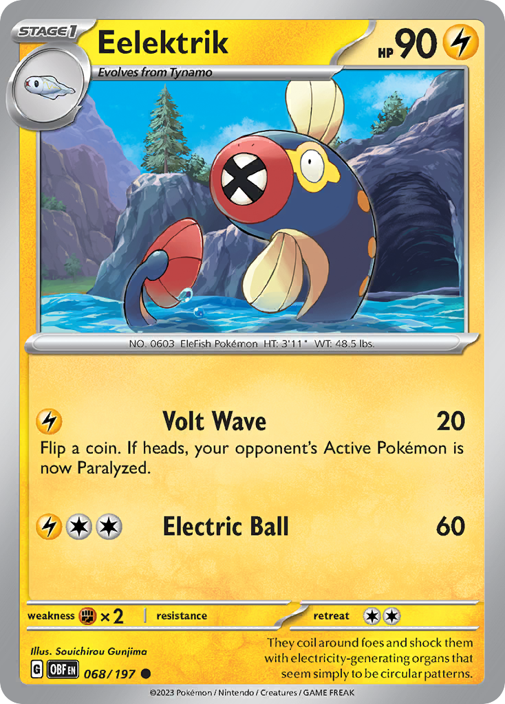 Eelektrik Obsidian Flames Pokemon Card