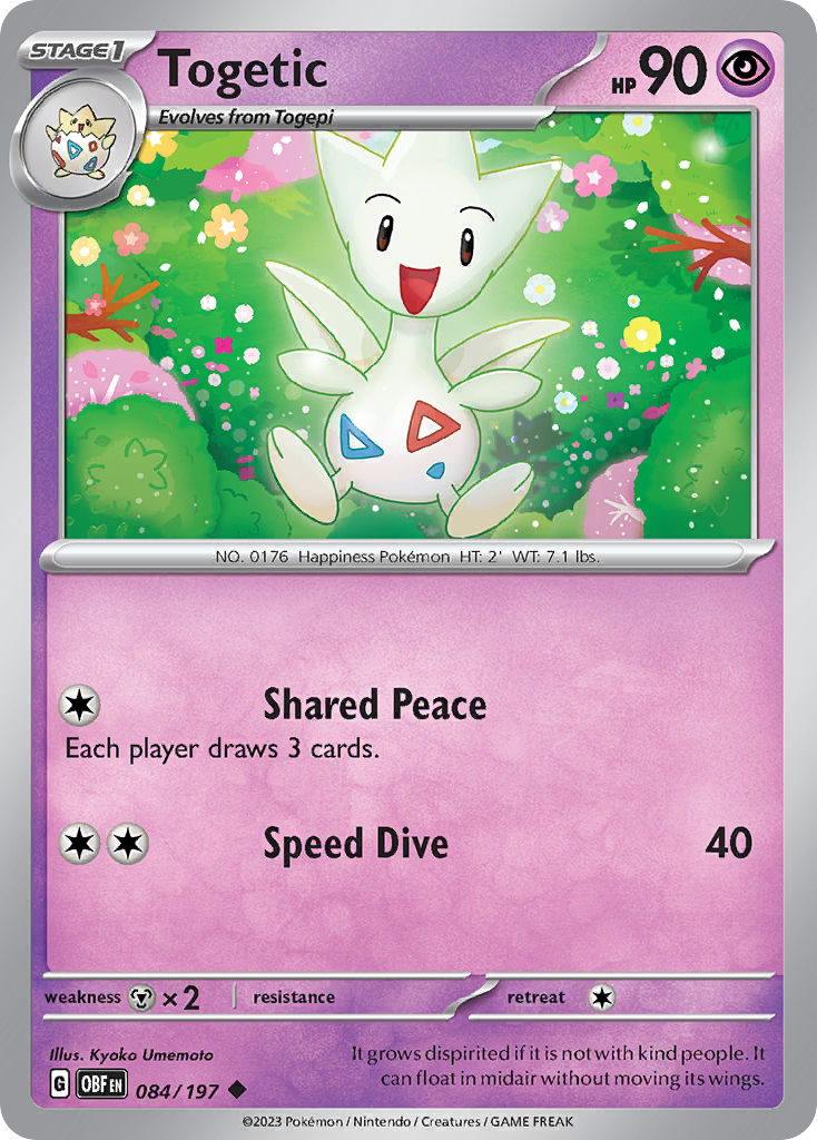 Togetic Obsidian Flames Pokemon Card
