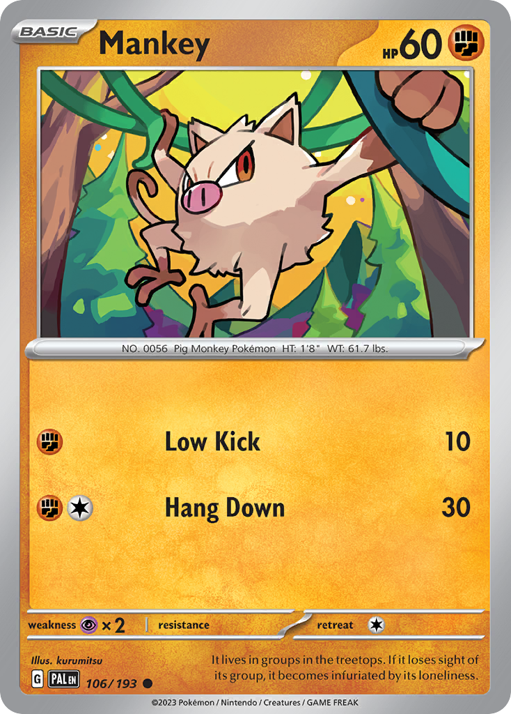 Mankey Paldea Evolved Pokemon Card
