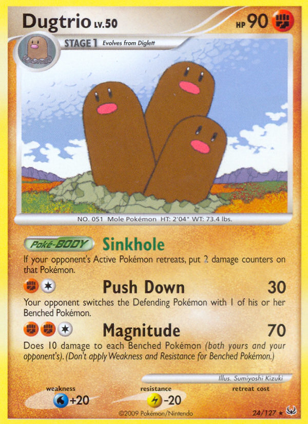 Dugtrio Platinum Pokemon Card.