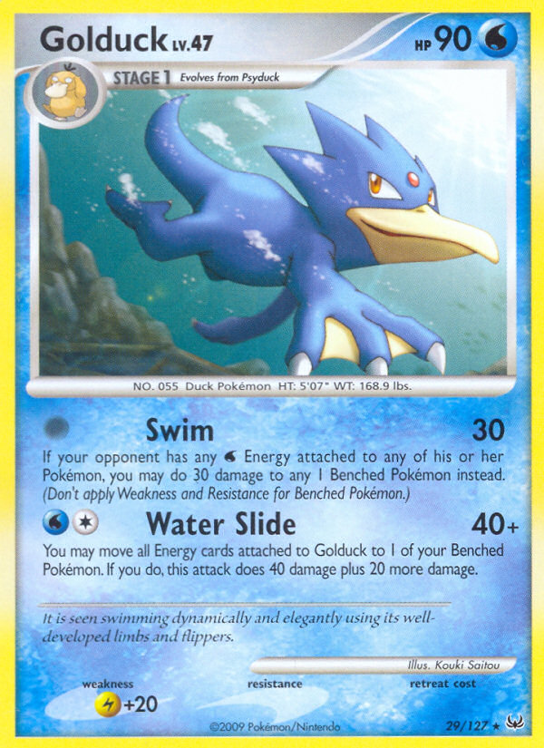 Golduck Platinum Pokemon Card.