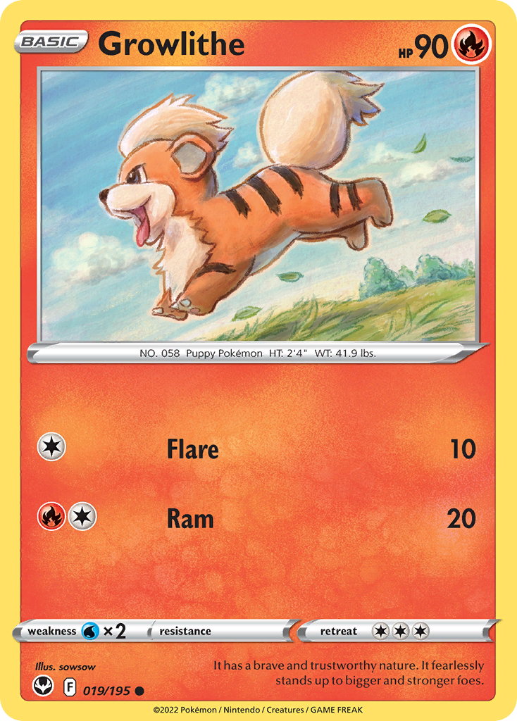 Growlithe Silver Tempest Pokemon Card