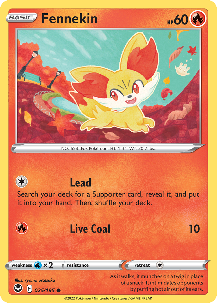Fennekin Silver Tempest Pokemon Card