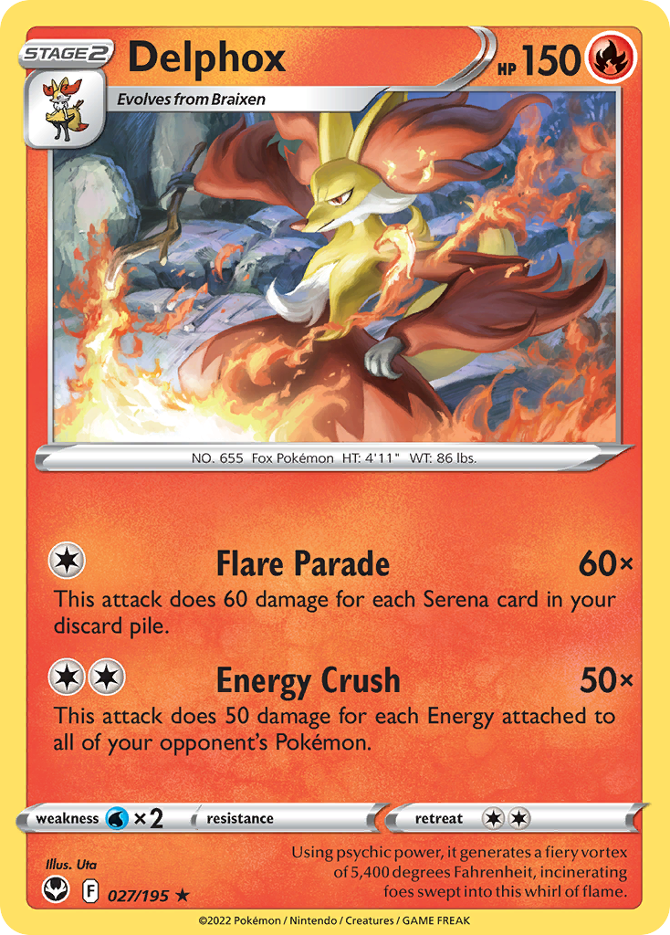 Delphox Silver Tempest Pokemon Card