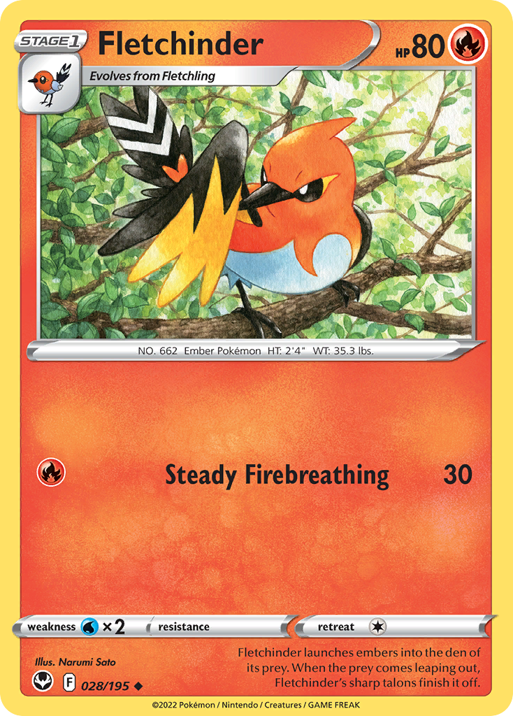 Fletchinder Silver Tempest Pokemon Card