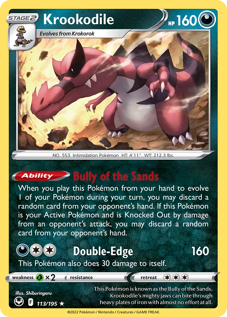 Krookodile Silver Tempest Pokemon Card