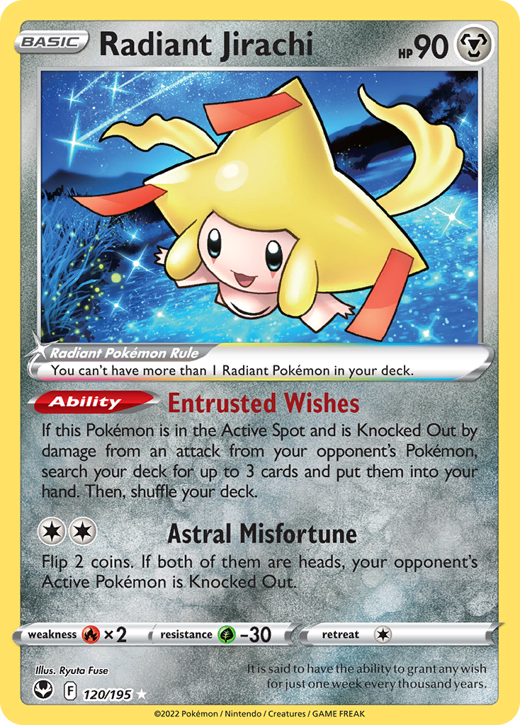 Radiant Jirachi Silver Tempest Pokemon Card