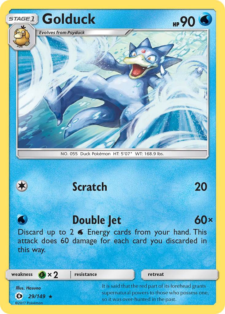 Golduck Sun & Moon Pokemon Card.