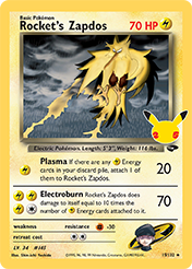 Rocket's Zapdos Celebrations - Classic Collection Card List