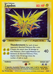 Zapdos Fossil Card List