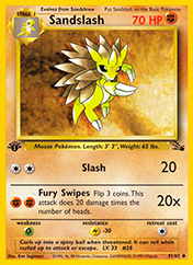 Sandslash Fossil Pokemon Card
