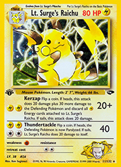 Lt. Surge's Raichu Gym Challenge Card List