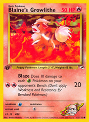 Blaine's Growlithe Gym Heroes Pokemon Card