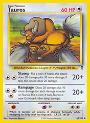 Tauros Legendary Collection Pokemon Card