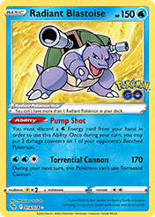 Radiant Blastoise Pokemon Go Card List