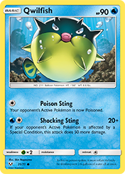 Qwilfish Shining Legends Pokemon Card