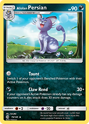 Alolan Persian Sun & Moon Pokemon Card