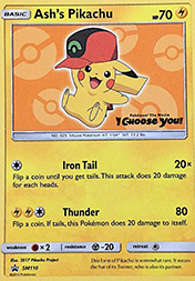 Card image - Ash's Pikachu - SM110 from SM Black Star Promos
