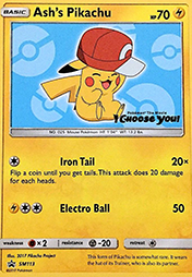 Card image - Ash's Pikachu - SM113 from SM Black Star Promos