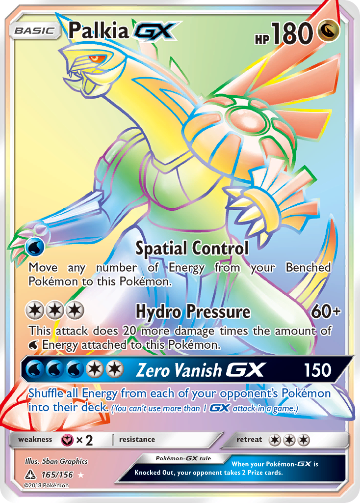 Palkia-GX Ultra Prism Pokemon Card.