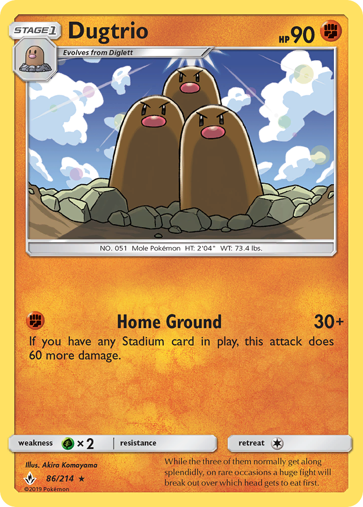 Dugtrio Unbroken Bonds Pokemon Card.