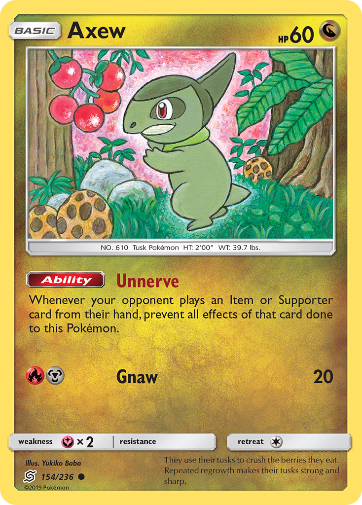 Axew Unified Minds Pokemon Card.