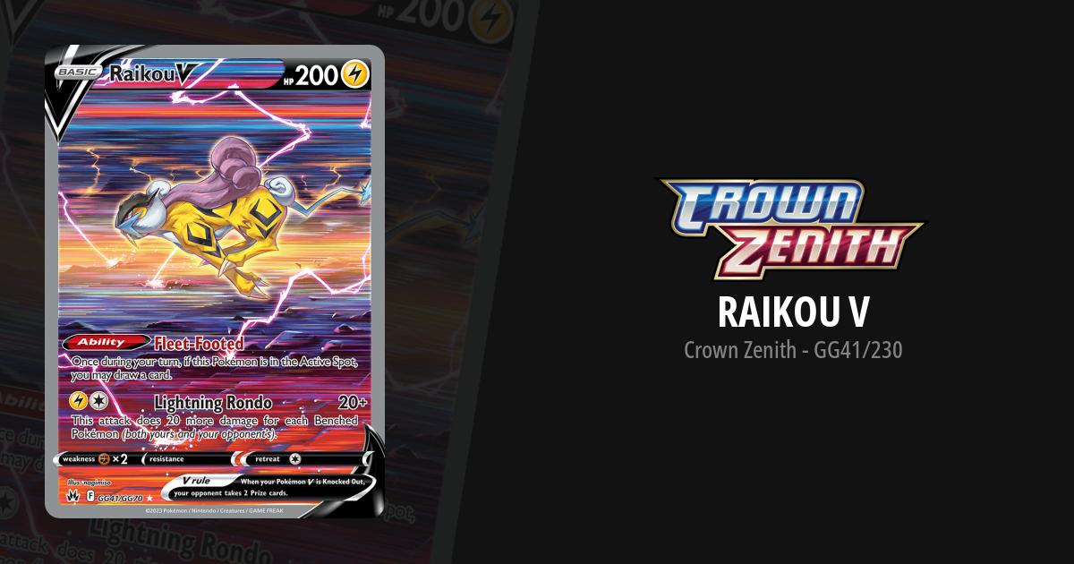 Pokemon Crown Zenith Rare Holo Raikou V GG41