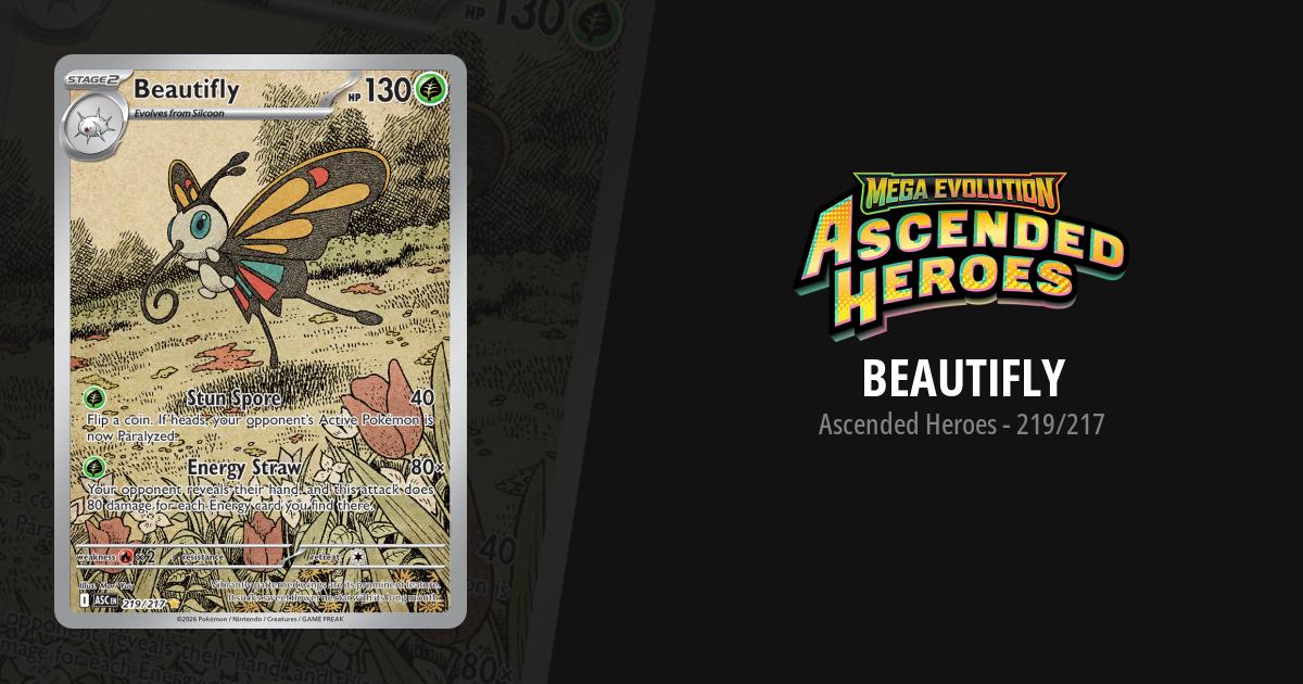 beautifly pokemon card value Pokka 3 R 3 (Used) 835849569| magi -TCG Marketplace- holofoil pattern or surface detail) Beautifly Ascended Heroes Pokemon Card