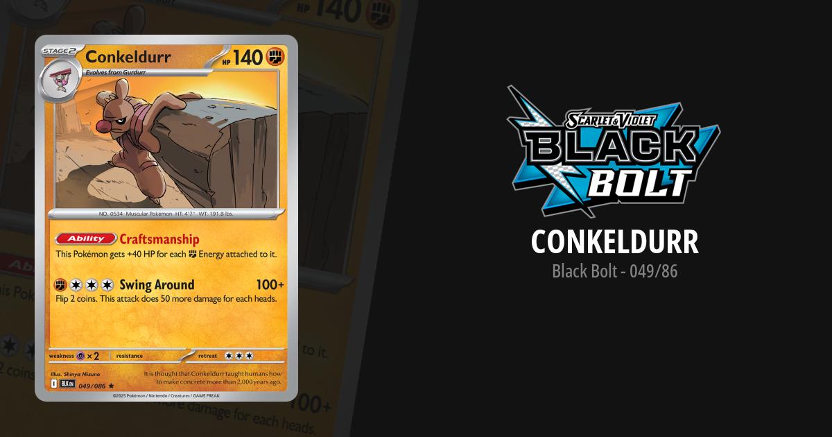pokemon conkeldurr card NEW Can Do 300+ DAMAGE FOR 0 ENERGY! Strongest Stage 2! Twilight Masquerade PTCGL 073/078 / Ultra Rare Card Type / HP / Stage Pokemon TCG - Conkeldurr V
